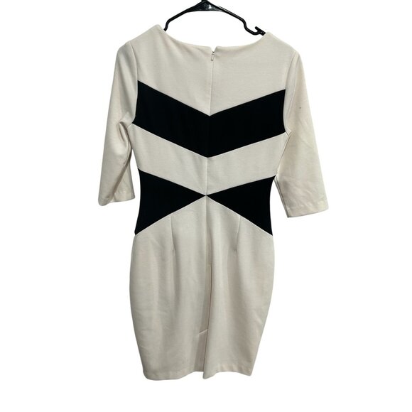Dress by Jax Black and White Colorblock Sheath with Three Quarter Sleeves SZ 6 - Picture 2 of 10